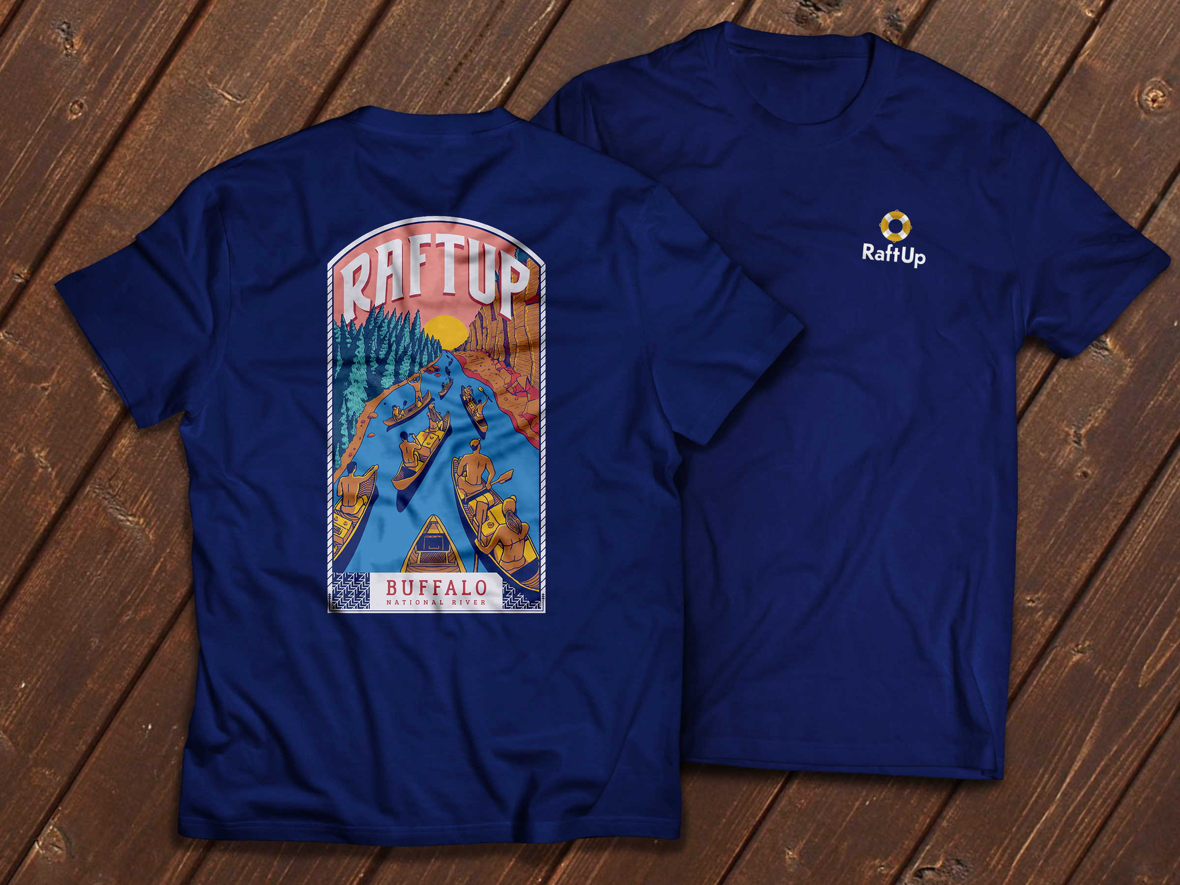 RaftUp Buffalo National River Shirt Design RaftUp Custom Illustrated Shirt Design